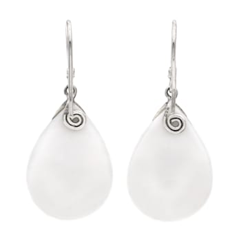 Mother-of-Pearl, Sleeping Beauty Turquoise, Artisan Balinese Sterling
Silver Earrings