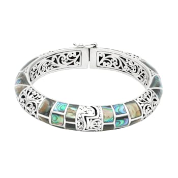 Artisan Balinese Sterling Silver Abalone Bangle