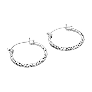 Artisan Balinese Byzantine Sterling Silver Hoop Earrings