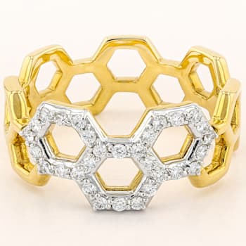 Gumuchian 18kt Yellow Gold and Pave Diamond B Collection Ring