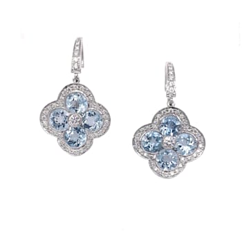 Gumuchian 18kt White Gold Aquamarine and Diamond Fleur Earrings With
Diamond Leverback