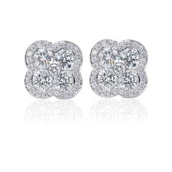 Gumuchian 18kt White Gold And Diamond Medium FLeur Stud Earrings