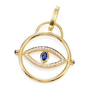 Gumuchian 18kt Yellow Gold, Diamond, and Blue Sapphire Evil Eye Charm
