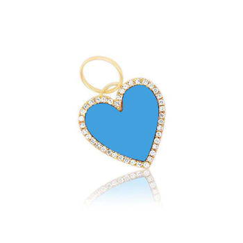 Chubby Deep Blue Turquoise Heart Halo Charm