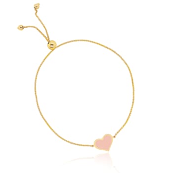 Pink Mother of Pearl Heart Bolo Bracelet