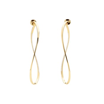 Siracusa earrings XXL in yellow gold and one line of 140 diamonds, 18kt, 0,50ct
