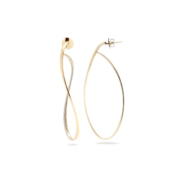 Siracusa earrings XXL in yellow gold and one line of 140 diamonds, 18kt, 0,50ct