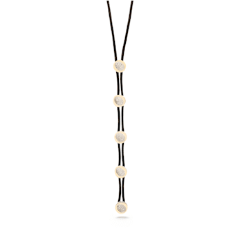 Atolli rope necklace with 5 round elements in yellow gold and diamonds 1.01ct