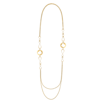 Anniversary100 solid gold mixed link necklace with two rounds elements
in yellow gold 18k