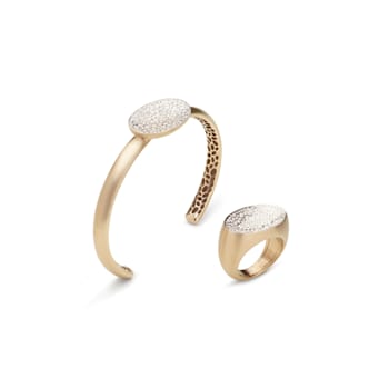Etna small ring in white matt gold 18k and diamonds pavè 0.96ct