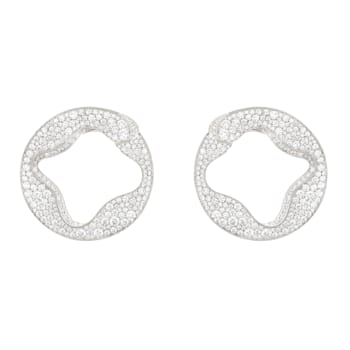 Anniversary100 large round earrings in white gold 18k with white
diamonds pavé 5.13ct