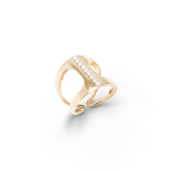 Siracusa collection ring in yellow gold 18k and one line of 9 white
diamonds diamonds 0,36 ct