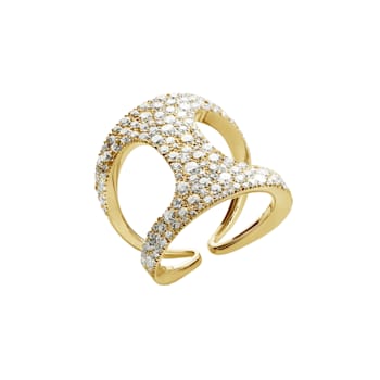 Siracusa ring in yellow gold 18kt and 162 white diamonds pavé 1,65 ct