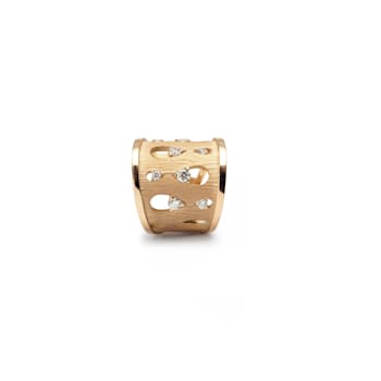 Anniversary 100 open band ring in yellow gold 18k, "lava"
finish and diamonds 0.54ct
