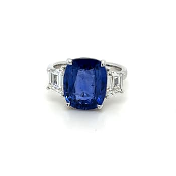 7.19 Carat Ceylon Sapphire & Diamond Ring in Platinum