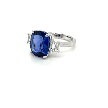7.19 Carat Ceylon Sapphire & Diamond Ring in Platinum
