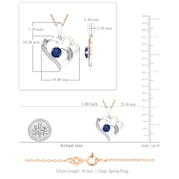 Dazzlingrock Collection Blue Sapphire and Diamond Double Heart Pendant
with Chain in 10K Gold