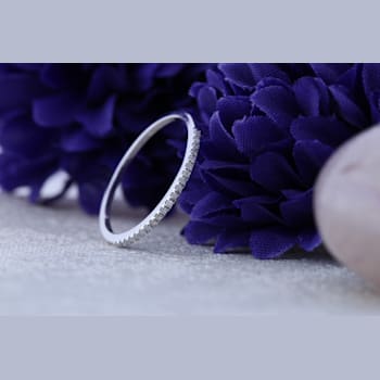 Round White Diamond Delicate Stackable Wedding Band for Her 0.08 ctw in Gold