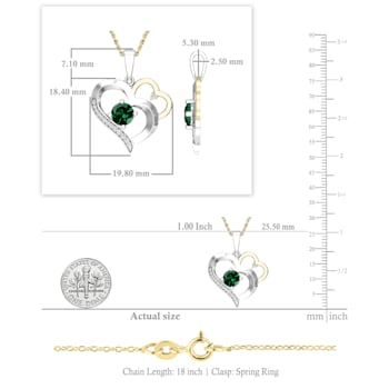 Dazzlingrock Collection Lab Emerald and Diamond Double Heart Pendant
with 10K Gold