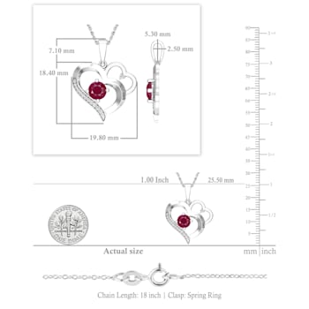 Dazzlingrock Collection Ruby and Diamond Double Heart Pendant with Chain
in Sterling Silver