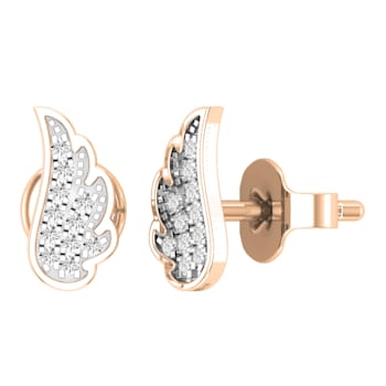 Dazzlingrock Collection Round White Diamond Angel Wing Stud Earrings for
Women in 14K Rose Gold