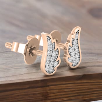 Dazzlingrock Collection Round White Diamond Angel Wing Stud Earrings for
Women in 18K Rose Gold