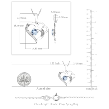 Dazzlingrock Collection Aquamarine and Diamond Double Heart Pendant with
Chain in 14K Gold