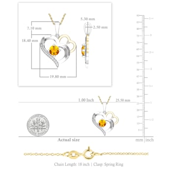 Dazzlingrock Collection Citrine and Diamond Double Heart Pendant with
Chain in 10K Gold