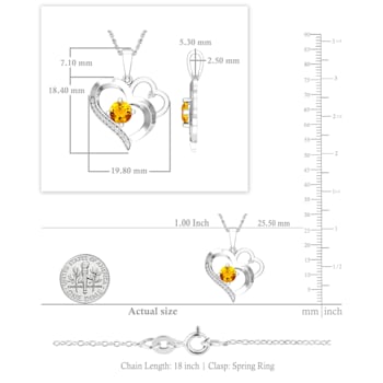 Dazzlingrock Collection Citrine and Diamond Double Heart Pendant with
Chain in 14K Gold