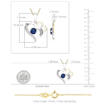Dazzlingrock Collection Blue Sapphire and Diamond Double Heart Pendant
with Chain in 18K Gold