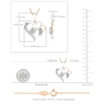 Dazzlingrock Collection Lab White Sapphire and Diamond Double Heart
Pendant with Chain in 10K Gold