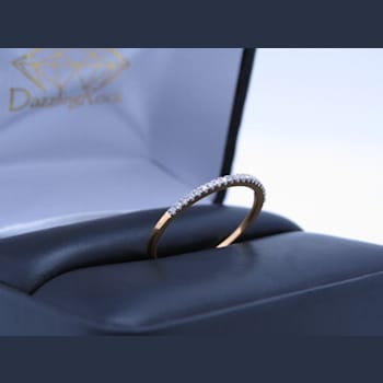 Round White Diamond Delicate Stackable Wedding Band for Her 0.08 ctw in Gold
