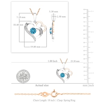 Dazzlingrock Collection Blue Topaz and Diamond Double Heart Pendant with
Chain in 10K Gold