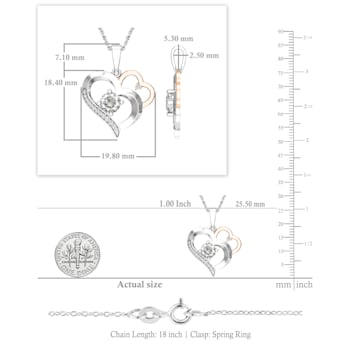Dazzlingrock Collection Lab White Sapphire and Diamond Double Heart
Pendant with Chain in 10K Gold