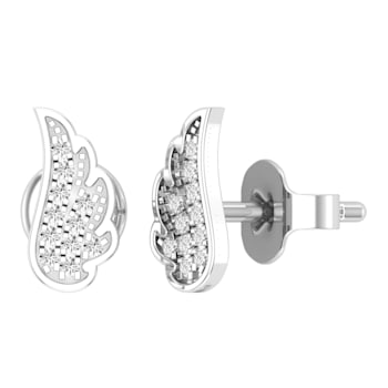 Dazzlingrock Collection Round White Diamond Angel Wing Stud Earrings for
Women in 14K White Gold