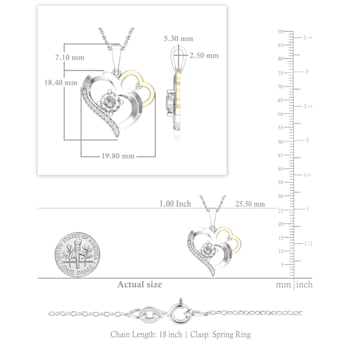 Dazzlingrock Collection Lab White Sapphire and Diamond Double Heart
Pendant with Chain in 18K Gold
