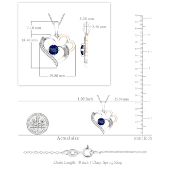 Dazzlingrock Collection Lab Blue Sapphire and Diamond Double Heart
Pendant in 10K Gold