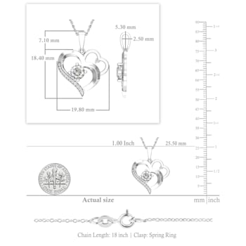 Dazzlingrock Collection Lab White Sapphire and Diamond Double Heart
Pendant with Chain in 10K Gold