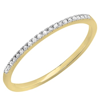 Round White Diamond Delicate Stackable Wedding Band for Her 0.08 ctw in Gold