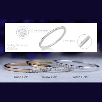 Round White Diamond Delicate Stackable Wedding Band for Her 0.08 ctw in Gold