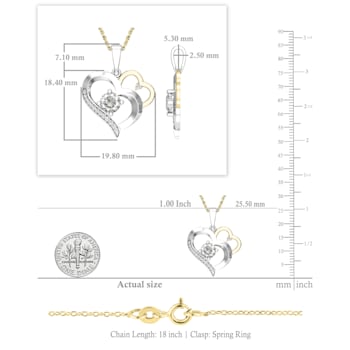 Dazzlingrock Collection Lab White Sapphire and Diamond Double Heart
Pendant with Chain in 10K Gold