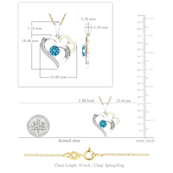 Dazzlingrock Collection Blue Topaz and Diamond Double Heart Pendant with
Chain in 10K Gold