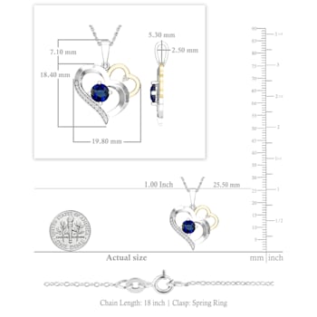 Dazzlingrock Collection Lab Blue Sapphire and Diamond Double Heart
Pendant in 10K Gold