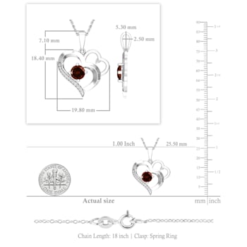 Dazzlingrock Collection Garnet and Diamond Double Heart Pendant with
Chain in Sterling Silver