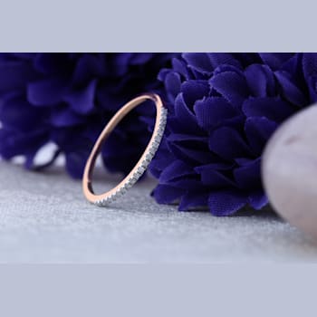 Round White Diamond Delicate Stackable Wedding Band for Her 0.08 ctw in Gold