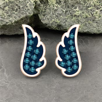 Dazzlingrock Collection Round Blue Diamond Angel Wing Stud Earrings for
Women in 18K Rose Gold