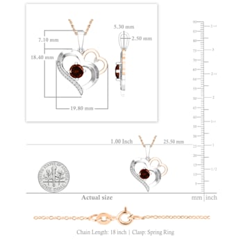 Dazzlingrock Collection Garnet and Diamond Double Heart Pendant with
Chain in 10K Gold