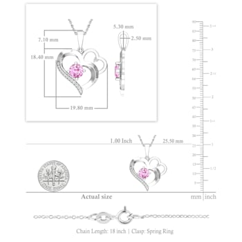 Dazzlingrock Collection Pink Sapphire and Diamond Double Heart Pendant
with Chain in Sterling Silver