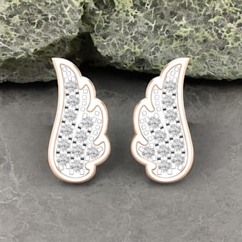 Dazzlingrock Collection Round White Diamond Angel Wing Stud Earrings for
Women in 14K Rose Gold