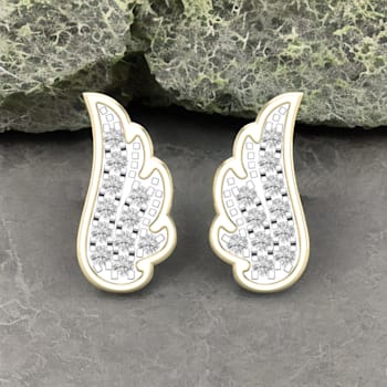 Dazzlingrock Collection Round White Diamond Angel Wing Stud Earrings for
Women in 18K Yellow Gold